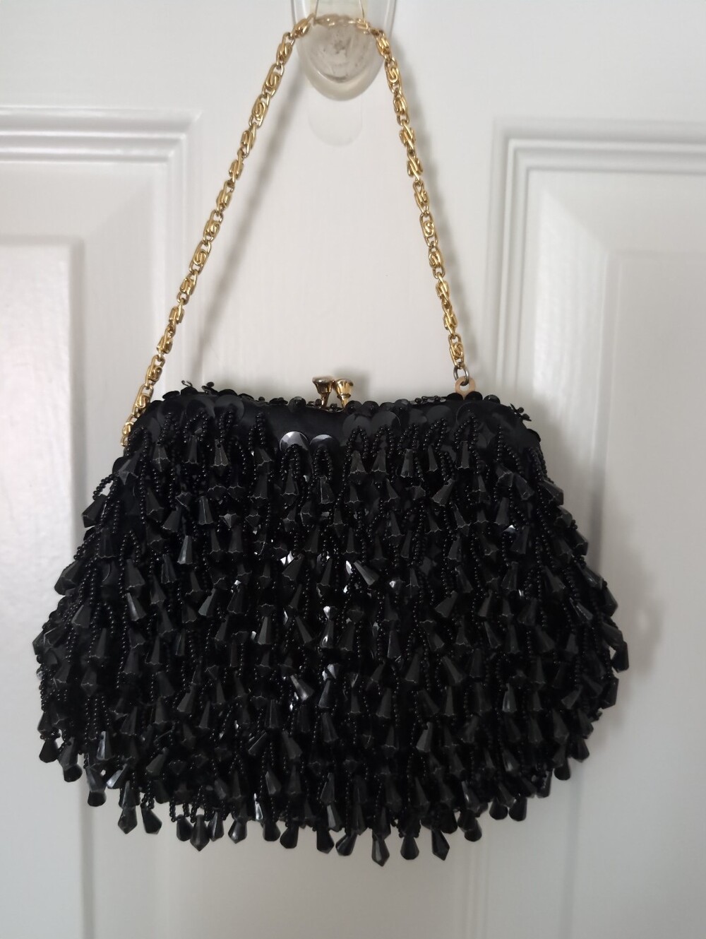 Vintage Beaded Black Handbag/Clutch Handmade in Hong Kong